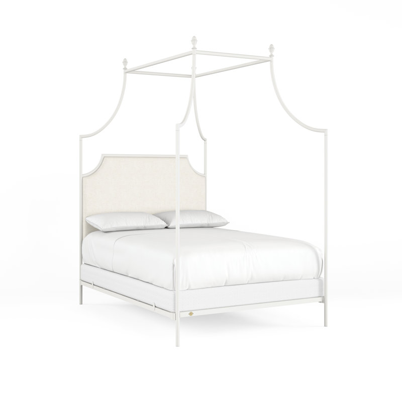 337 Flying Arch Canopy Bed | Complete Canopy, Queen, Matte White/White