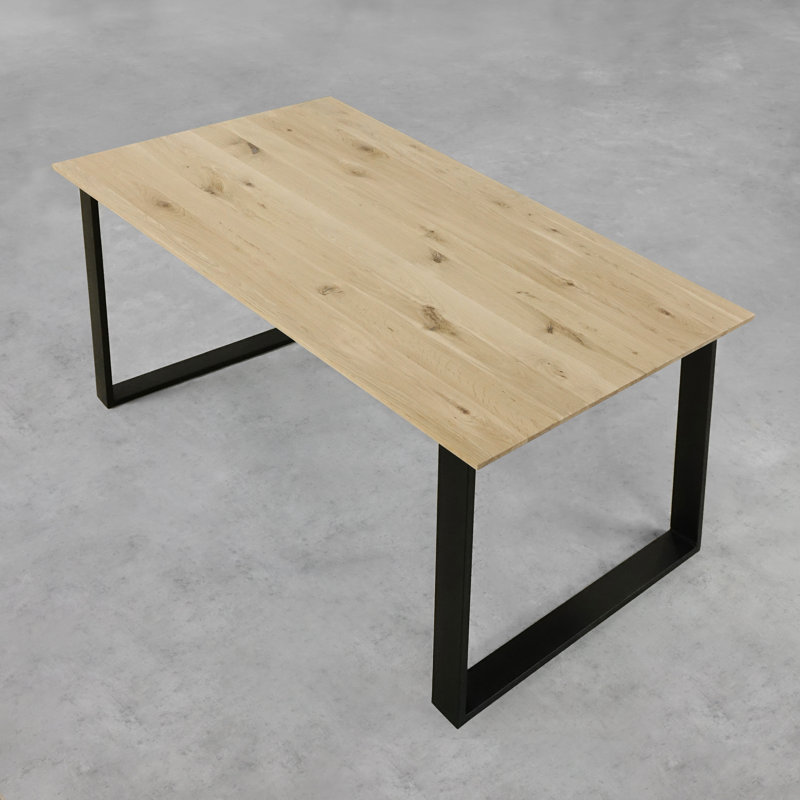 Ajahni Oak Metal Base Dining Table, 75cmH x 180cmL x 90cmW, Unfinished