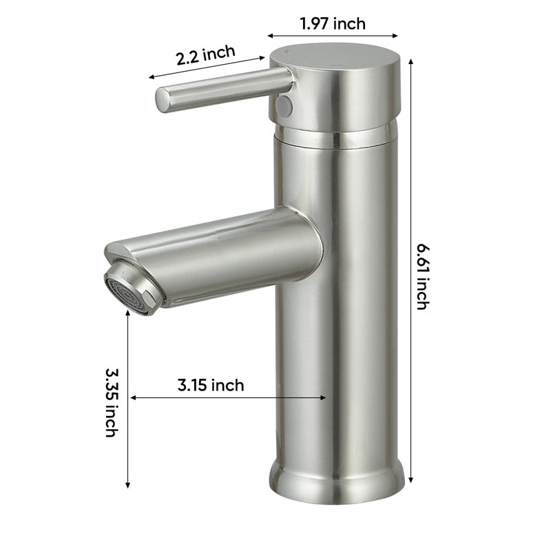 Robinet de salle de bains monotrou avec ensemble de drainage, Nickel brossé, Non