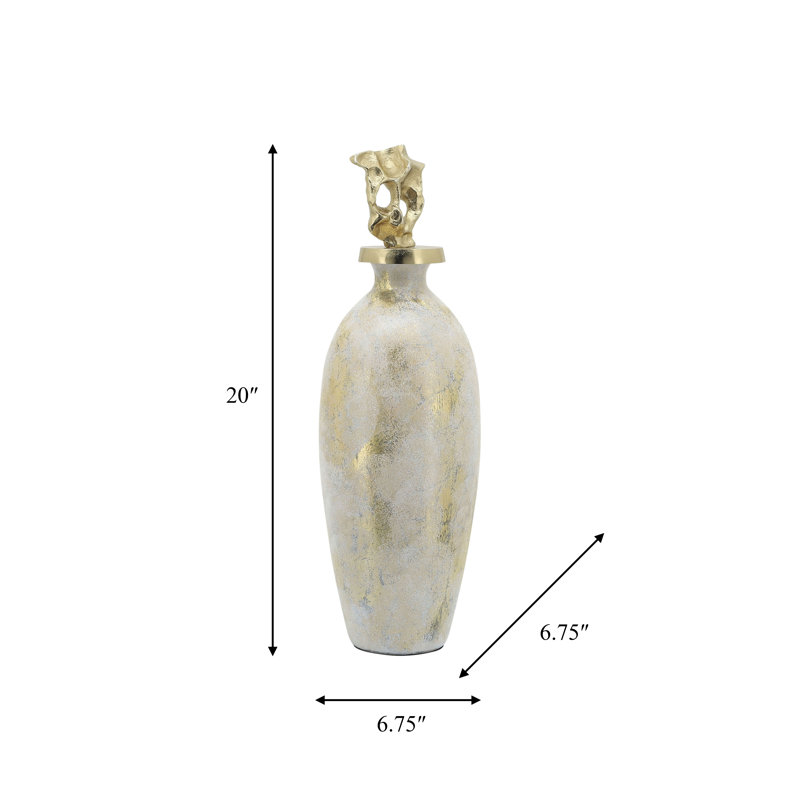Vase abstrait Glam, H 20 po x l 6,75 po x P 6,75 po, Blanc