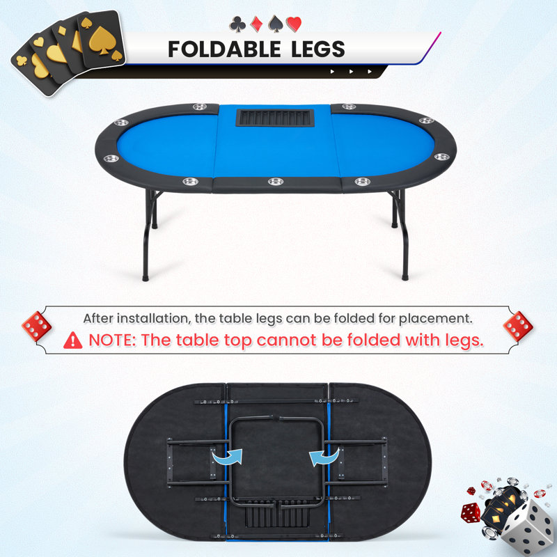Table de poker à 10 joueurs AVAWING 81,5 po, Bleu