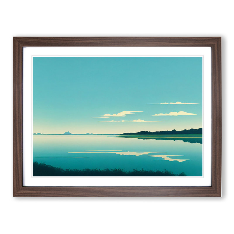 View of the Lake - Framed Print, 25cm H x 34cm W x 2cm D, Walnut