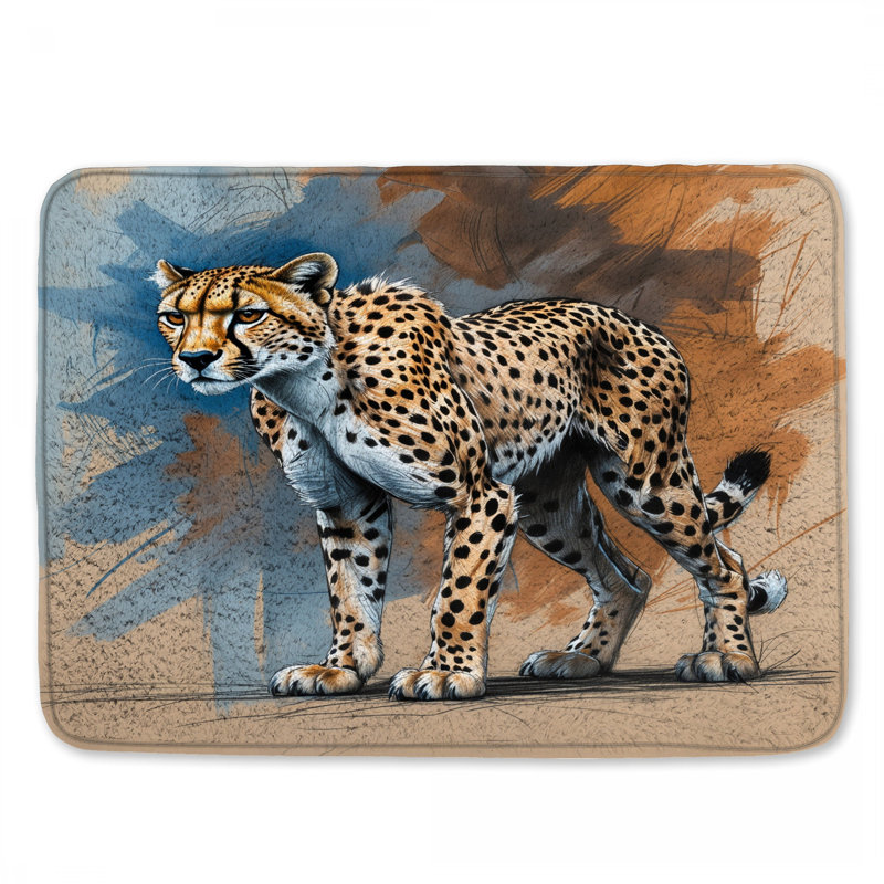 Tapis de bain Cheetah Illustration, 24 po L x 17 po L
