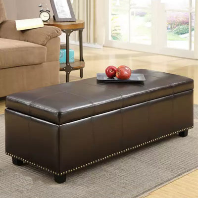 American studded decorative PU leather storage ottoman