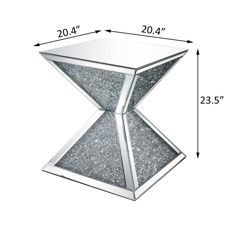 Table de bout, miroir et faux diamants