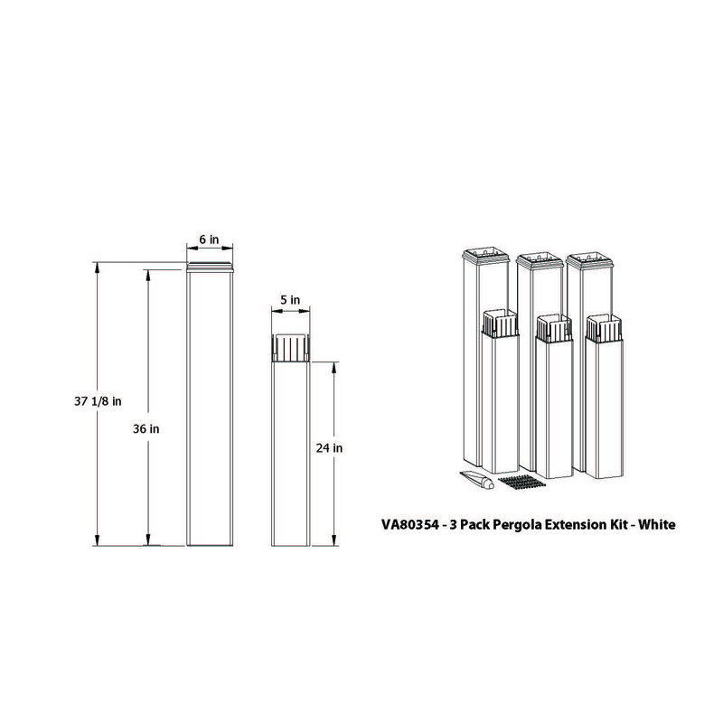 Vita White Vinyl Pergola Extension Kit.