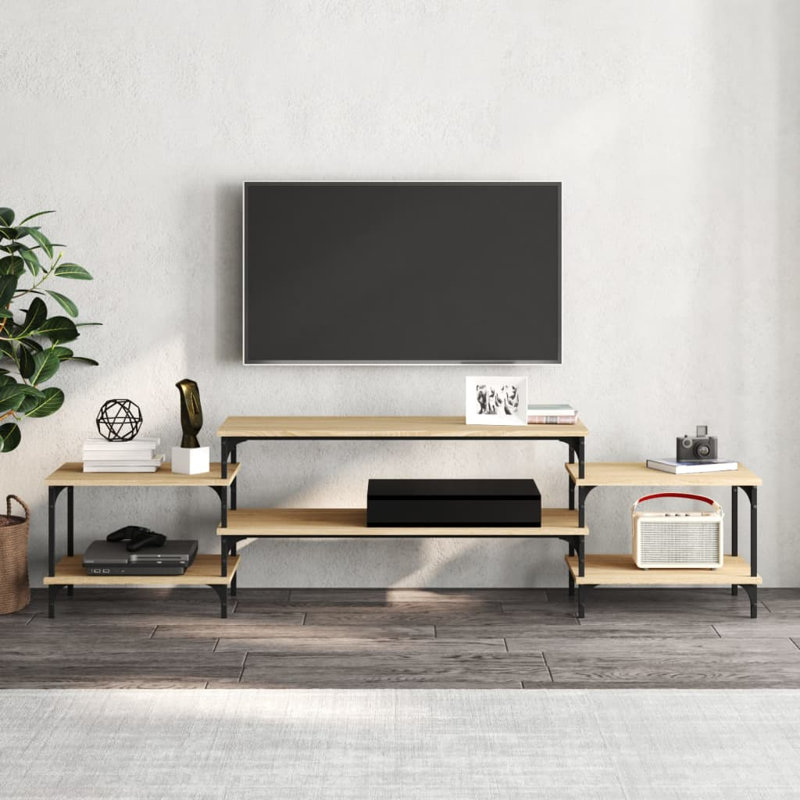 Otta Unfinished TV Stand for TVs up to 65", Oak/Black
