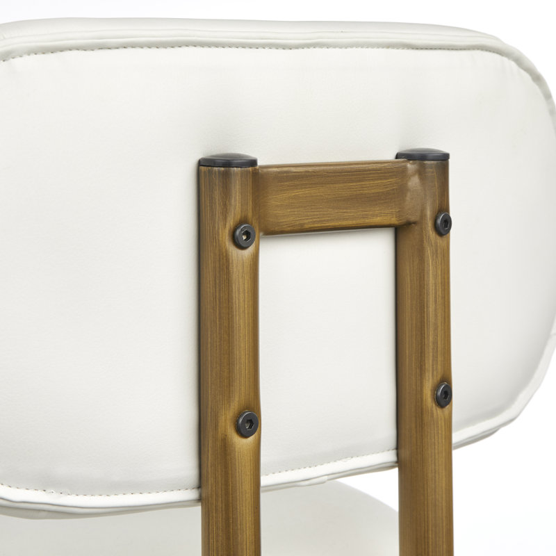 Tabouret de comptoir Haegen, Similicuir blanc / cadre doré