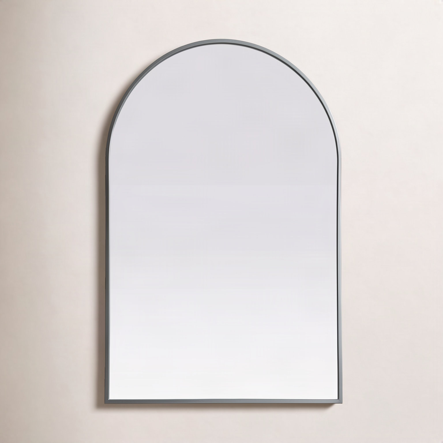 Sabine Metal Arch Wall Mirror, 36" x 24", Silver