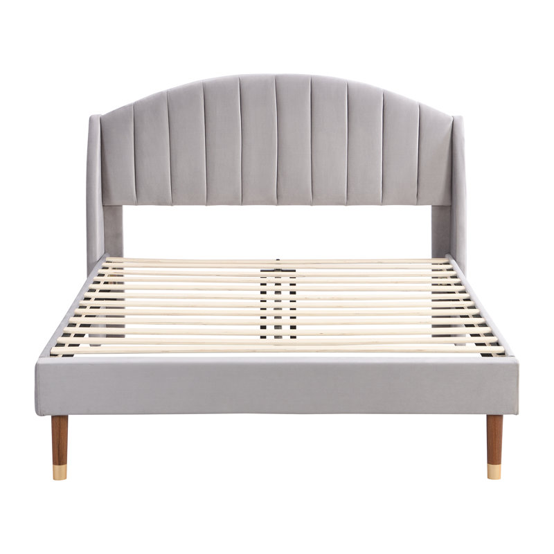 Solna Upholstered Bed, European Double (140 x 200cm), Grey