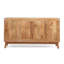  Buffet rustique avec deux portes, tablette réglable et motif floral sculpté, bois massif, naturel