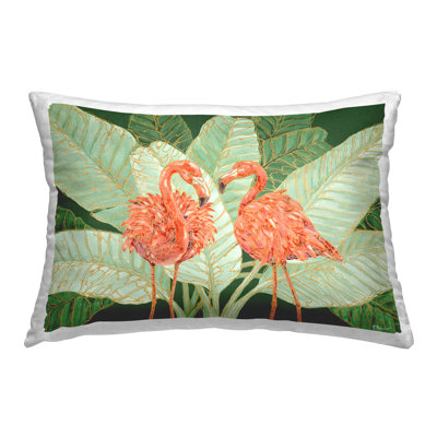 Coussin décoratif à motif de flamants et de feuilles Martinique par Paul Brent
