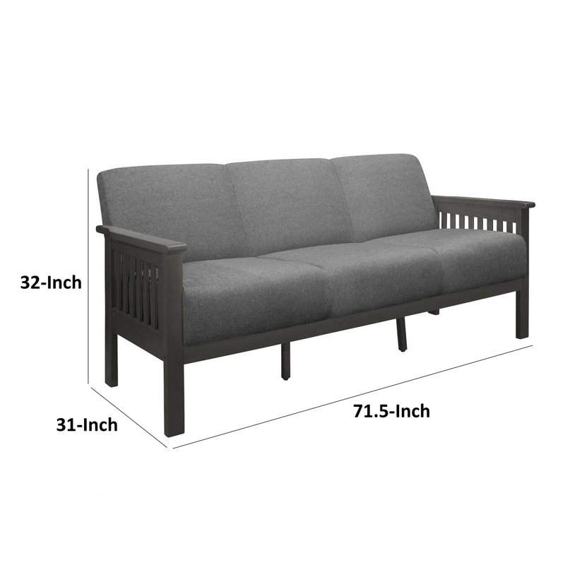 Canapé à accoudoirs carrés 71,5 po Jimette, Mélange de polyester gris
