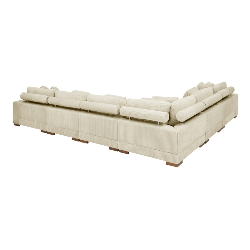 Canapé modulaire réversible de coin Amrith, Velours côtelé crème