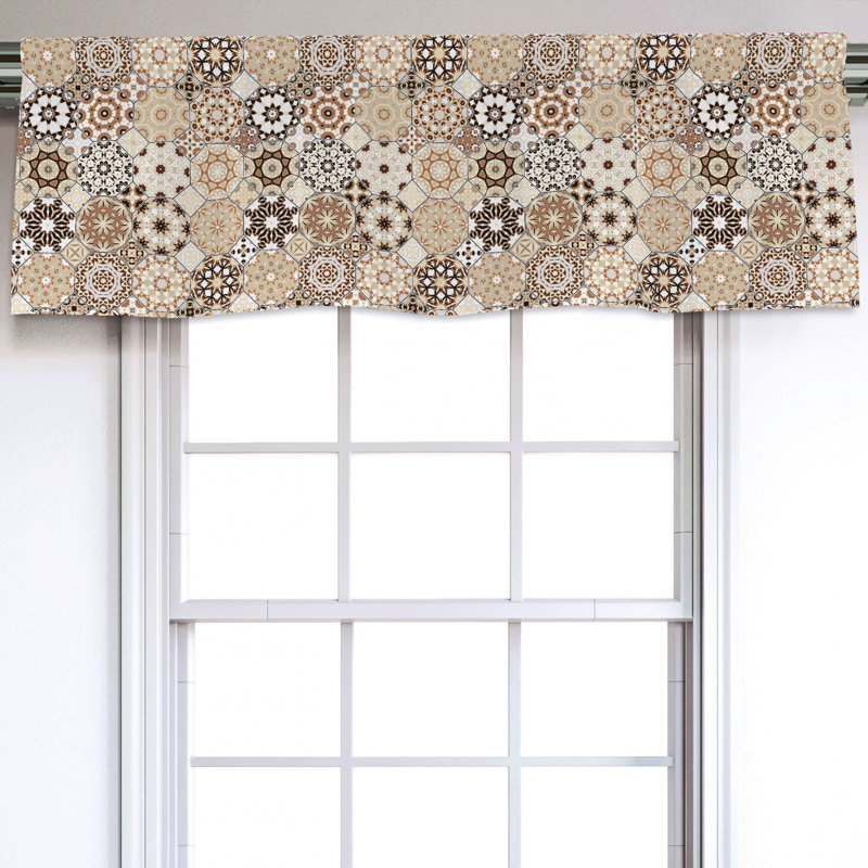 Sateen Geometric Ruffled Window Valance