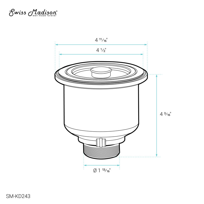 Swiss Madison 4.5 Stainless Steel Basket Drain