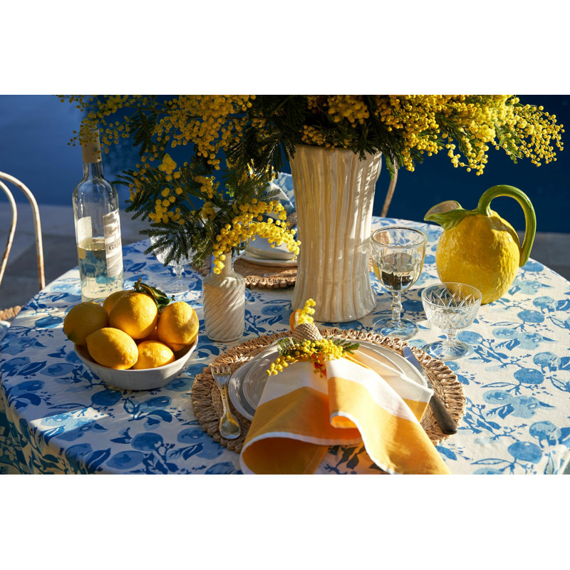 Brezhane Linen Striped Square Napkin, Yellow