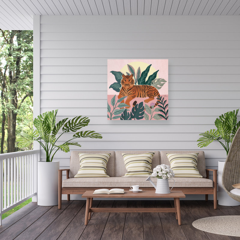 Janelle Penner Big Cat Beauty III Pink Outdoor  Canvas, H 14 po x l 14 po