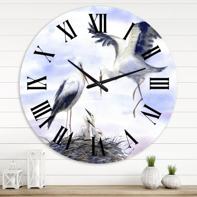Storks In The Nest - Horloge murale de ferme