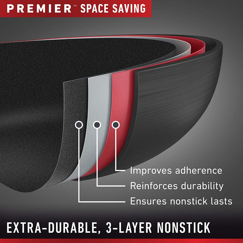 Calphalon Premier Space Saving 12" Space Saving Round Non-Stick Grill Pan