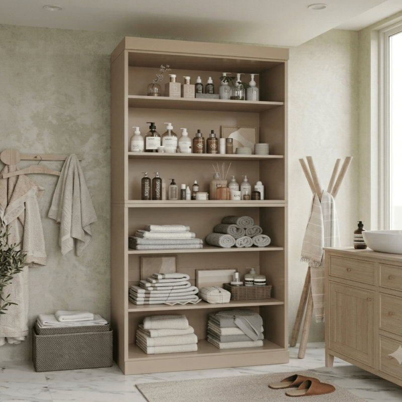 Armoire de rangement 100% en bois massif Palace Imports, tablettes réglables, hauteur 71,5 po, Beige