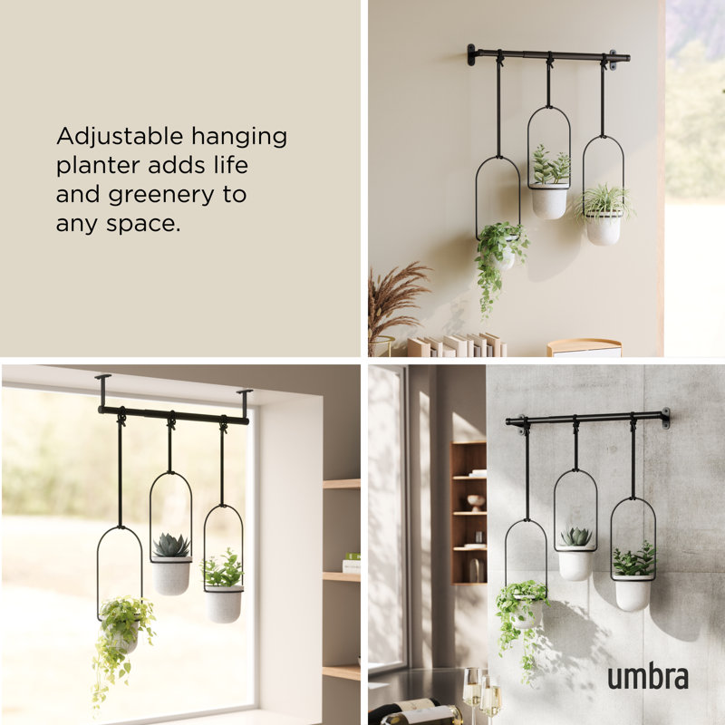 Umbra Triflora Adjustable Hanging Planters, White/Black