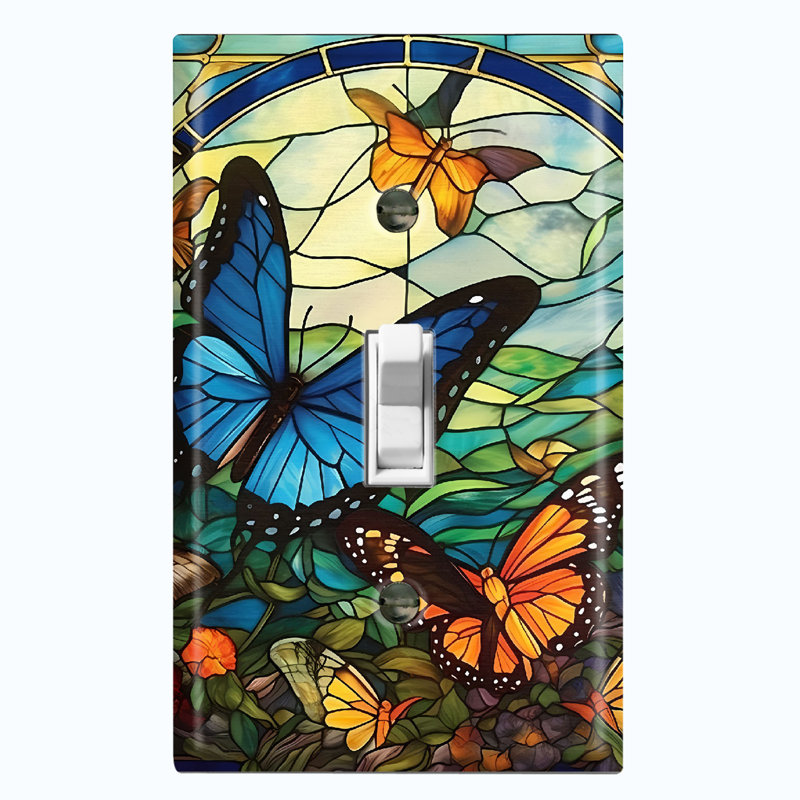 Assiette murale papillon à motif de carreaux verts à motif de papillons