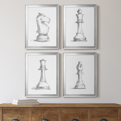 Chess Room Study I, toile encadrée de qualité supérieure - prête à être accrochée