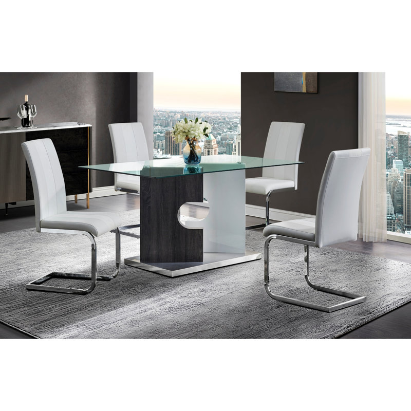 Table de salle à manger Juniper + 4 chaises Modora - Blanc, Blanc