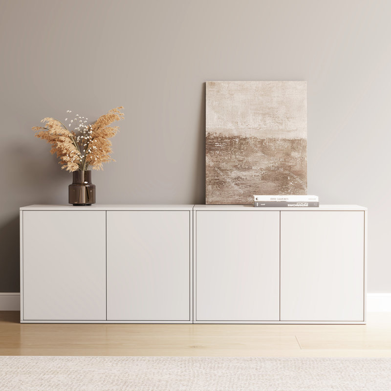 Hyland 62.98 Inches, Rectangular Buffet Cabinet, With 4 Doors, Ivory White