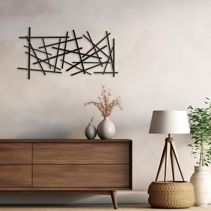 Wall Decor Metal, 18" H x 36" W x 0.05" D, Black