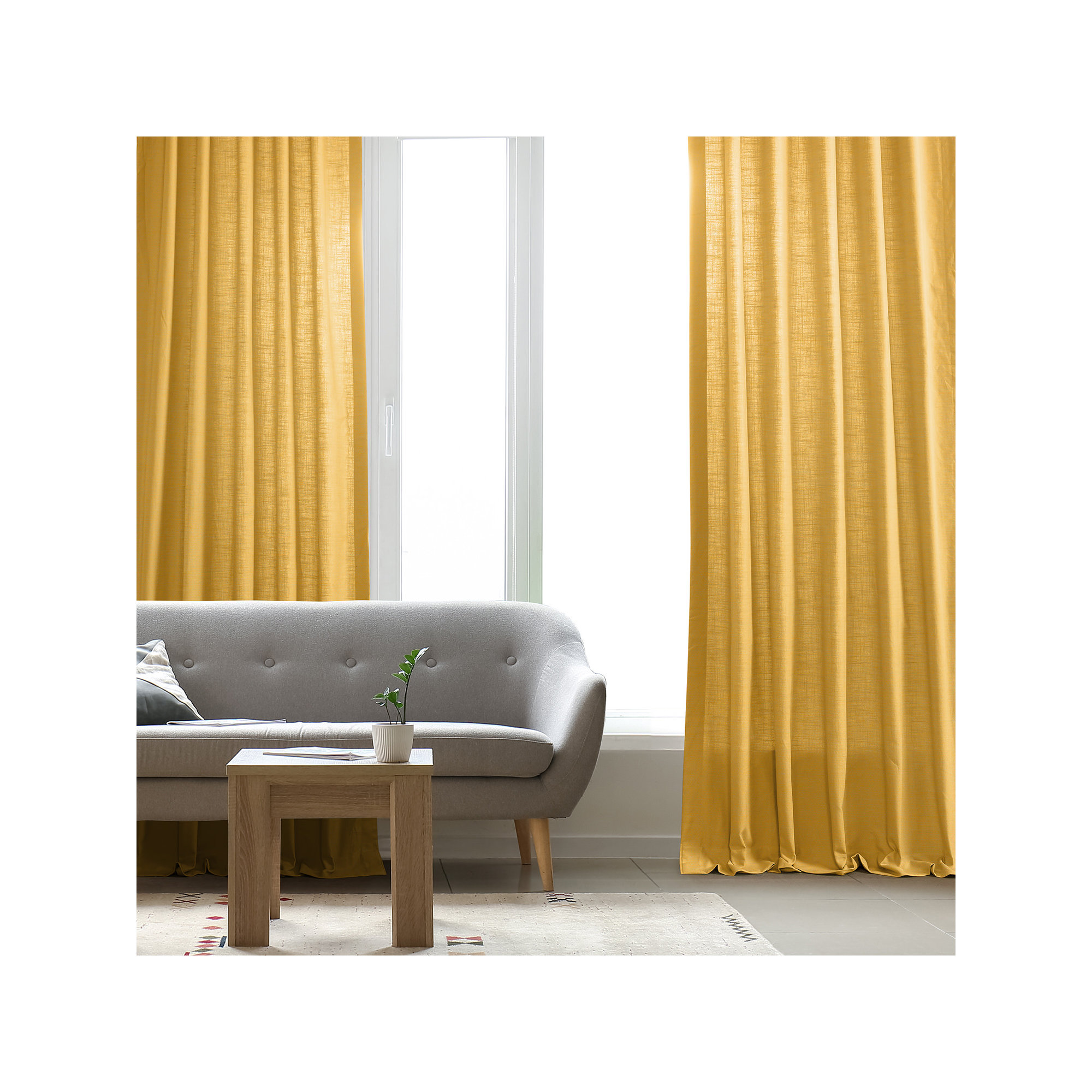 Richardson Semi Sheer 100% Cotton Curtain, 50" W x 96" L, Ochre