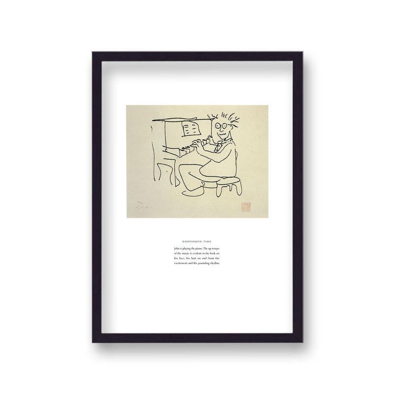 John Lennon Personal Sketch Collection 10 Borrowed Time by Vouvart - Single Picture Frame Print