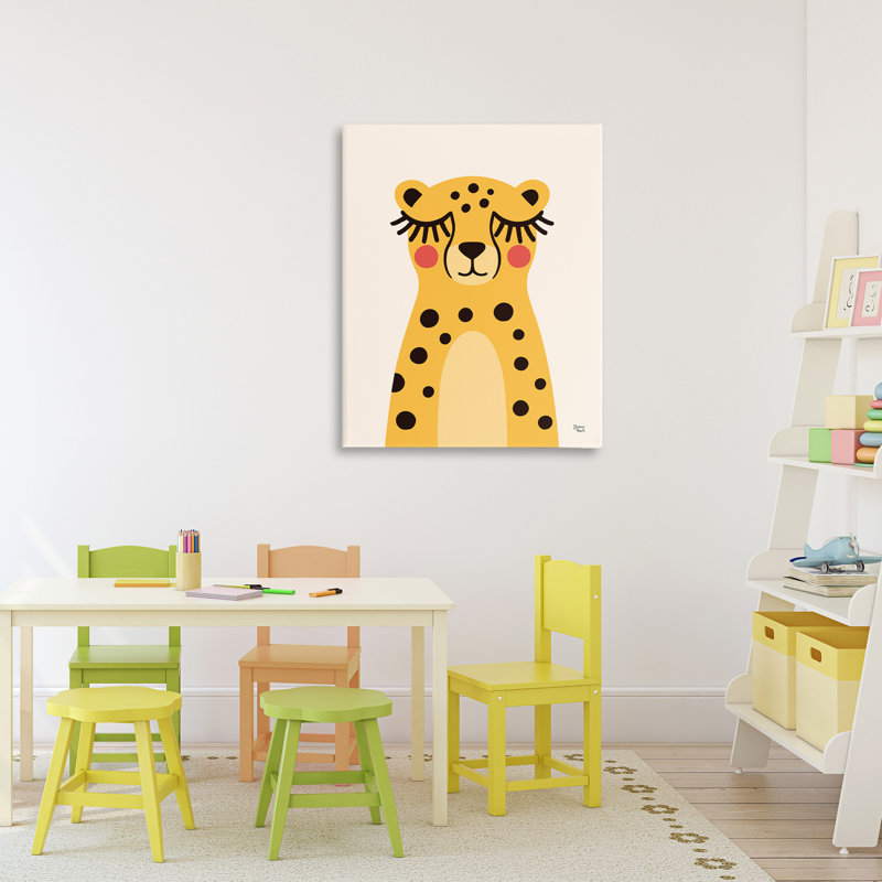 Toile jaune guépard, conception par Jessica Beck, H 30 po x l 24 po