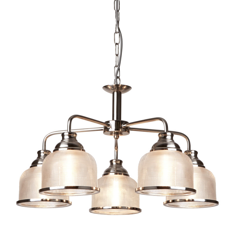 Asner 5 - Light Shaded Chandelier, Satin Silver