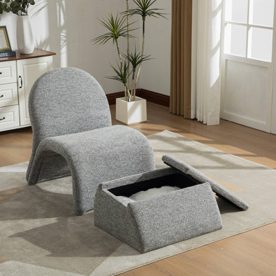 Fauteuil rembourré moderne avec repose-pieds en chenille