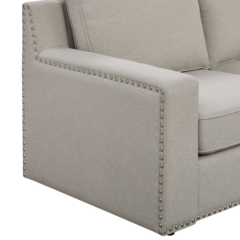 Aindriu Upholstered U-Shaped Sectional Reversible, Beige Polyester
