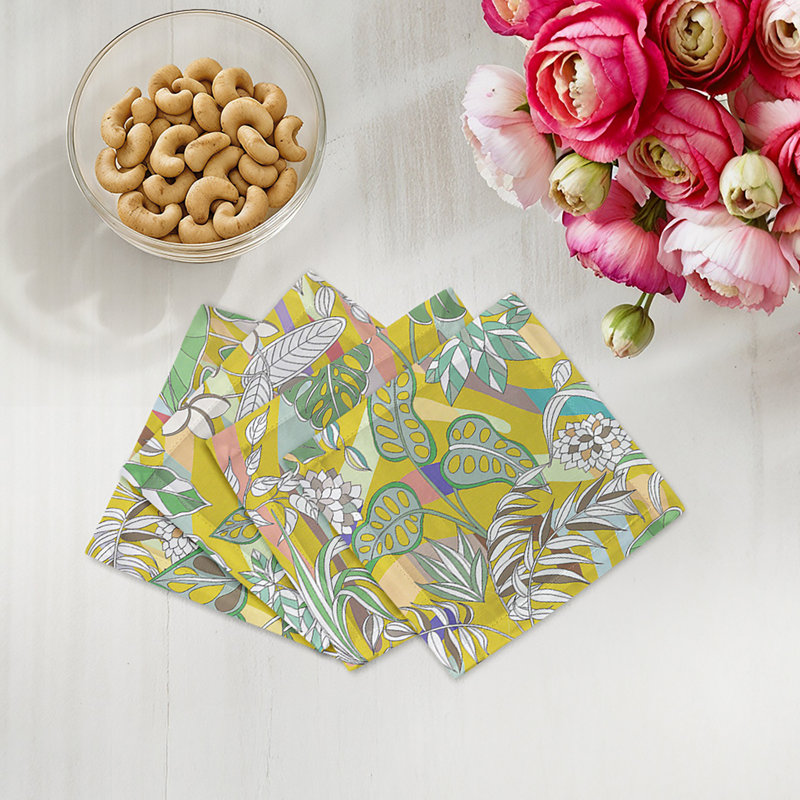 Sabi Jungle Cotton Sateen Cocktail Napkins, Dijon