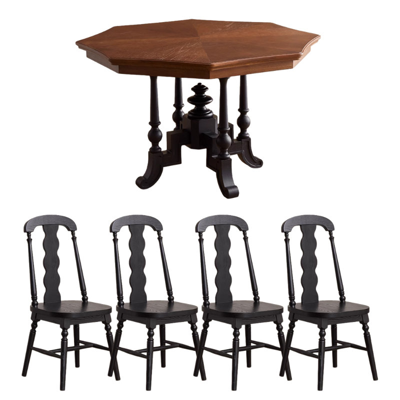 Table octogonale rétro exquise en chêne rouge durable