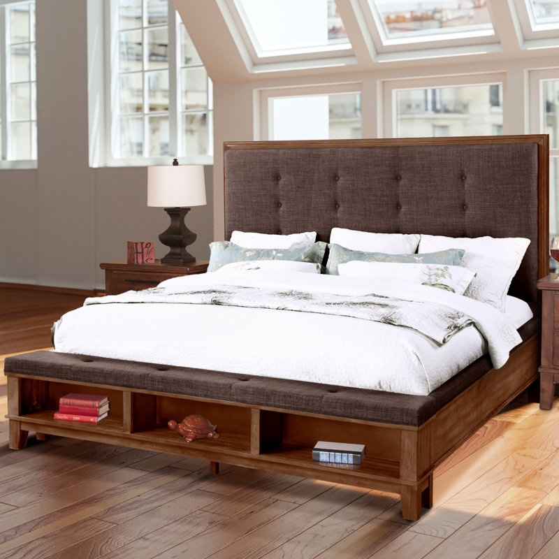 Feodora Upholstered Standard Storage Bed, King, Brown