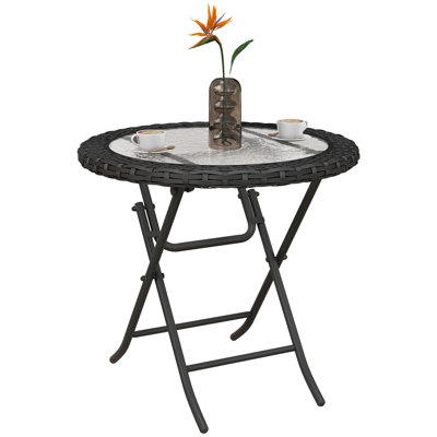 Table de salle à manger en rotin pour restaurant L 26,75 po x l 26,75 po Mailiah