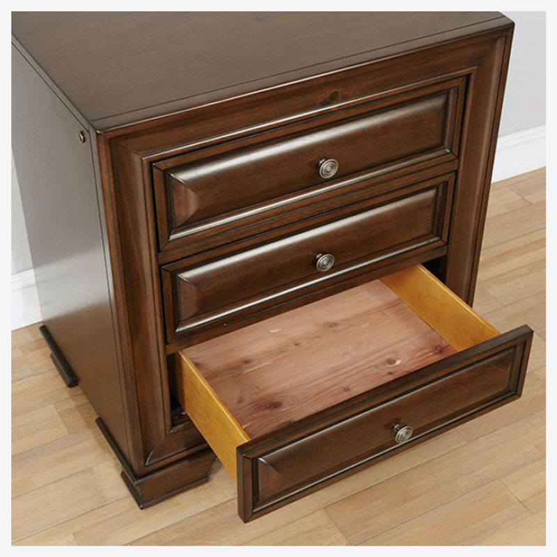 3 - Drawer Solid Wood Nightstand, Brown
