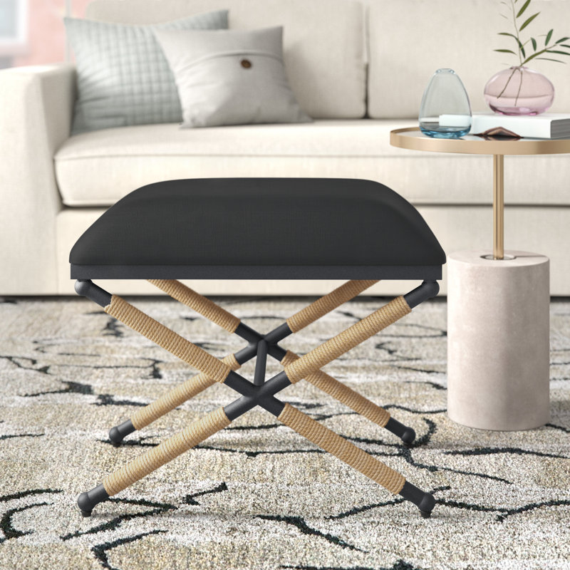 Nyxton Upholstered Ottoman, Black