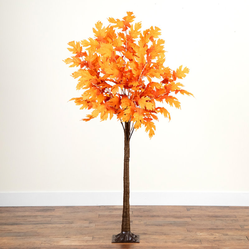 6ft Pre-Lit Orange Maple Artificial Fall Tree with Warm White LED Lights