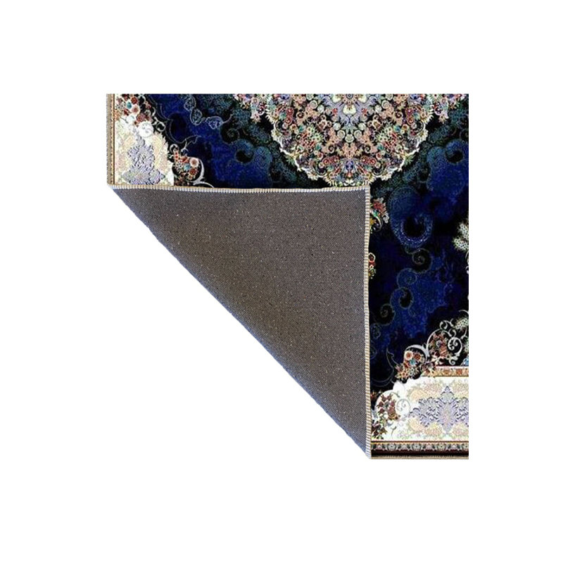 Tapis décoratif bleu marine à motif floral multicolore, Sous-tapis rectangulaire 2 pi 6 po x 4 pi 11 po
