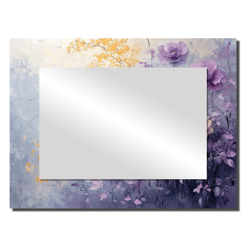 Délicat éclat de rose lavande - art mural grand miroir roses - imprimé sur métal, 24 po x 32 po