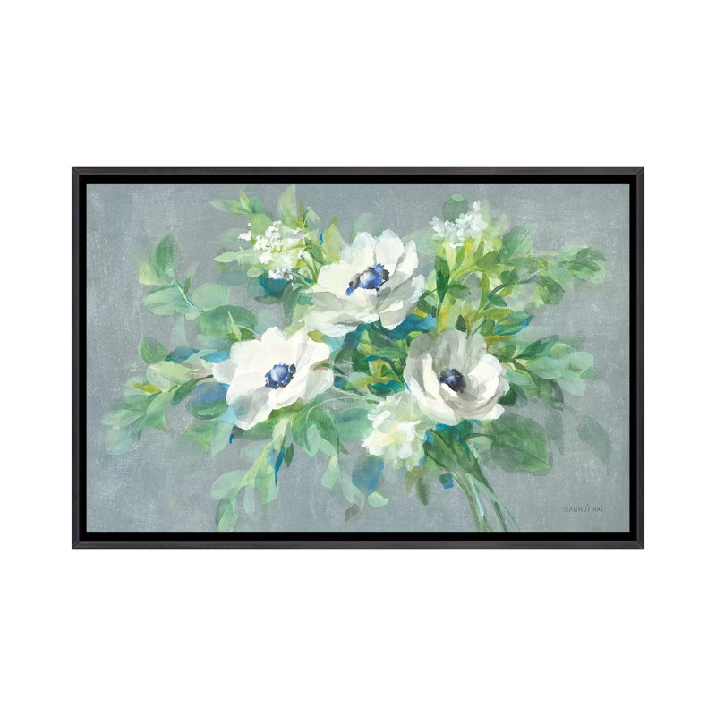 Bouquet pour vous par Danhui Nai - reproduction d'art, Toile avec cadre noir patiné, Pas de tapis, H 32 po x l 48 po x 1,5 po