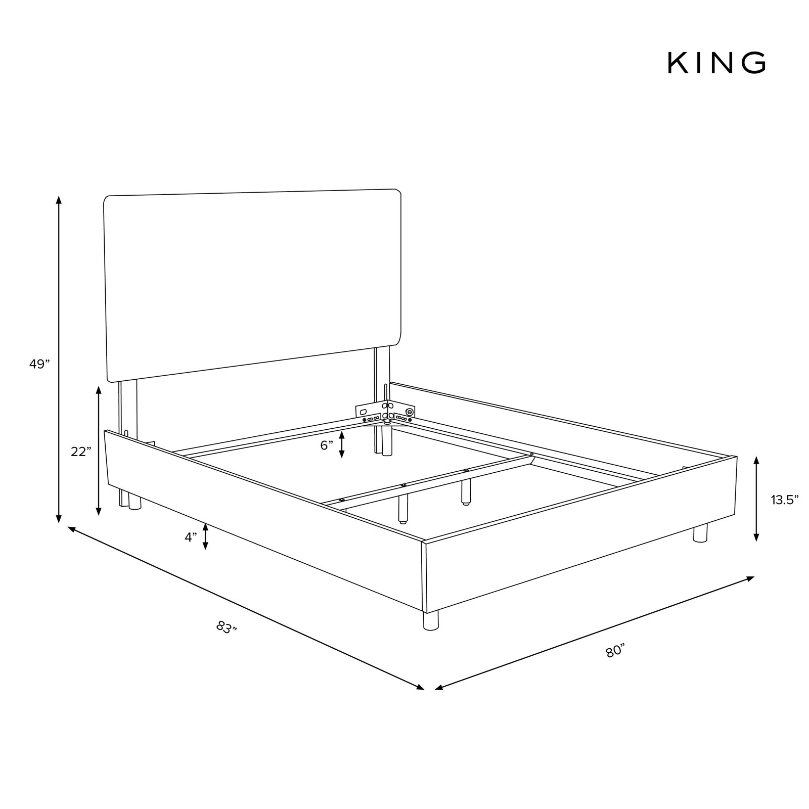 Eisley Cotton Upholstered Bed, King, Classic Elephant Boucle