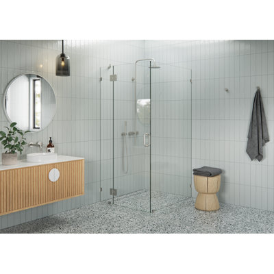 Halo 37 in. x 40 in. x 78 in. 90-degree Fully Frameless Glass Hinged Shower Enclosure