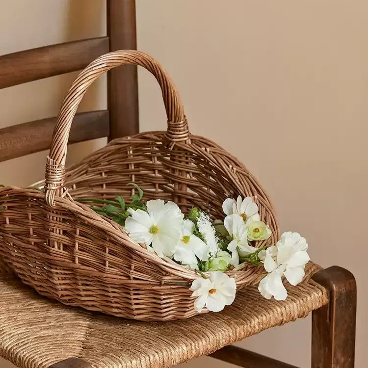 Panier de récolte en osier avec poignées, [Grand]